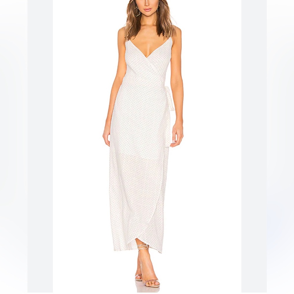 Line & Dot Lillie Polka Dot Wrap Cotton Maxi Dress White Size Small